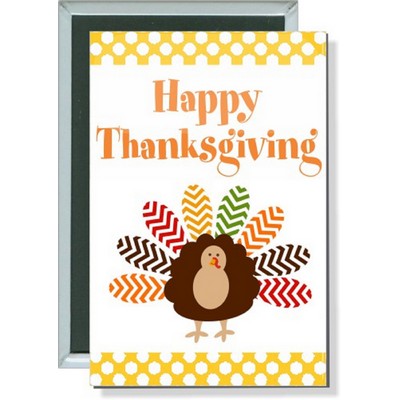 Thanksgiving - Happy Thanksgiving, Turkey - 2'' x 3'' Rect. Button