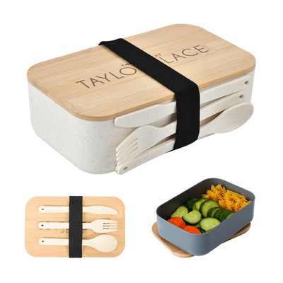 Wheat Straw Lunch Box w/Tableware Set