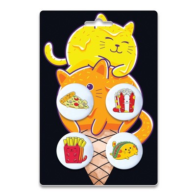 Four 1.25" Pin-Back Buttons on Backing Card