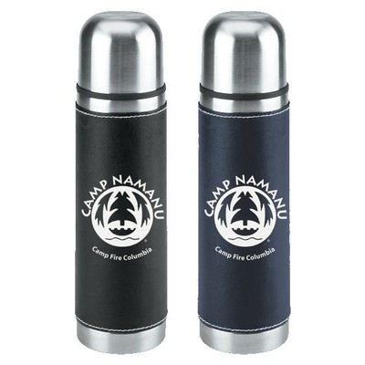 Leatherette Vacuum Bottle - 16 Oz.