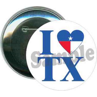 States - I Love TX - 3'' Round Button
