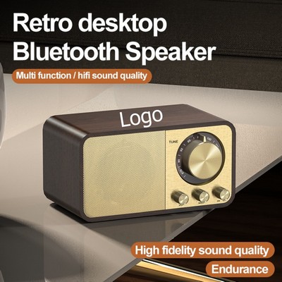 Mini Retro Bluetooth Speaker Portable Wooden Speaker Support TF Card AUX USB