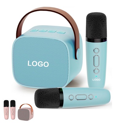 Portable Home Party Mini Karaoke Machine Bluetooth Speaker with 2 Wireless Microphone